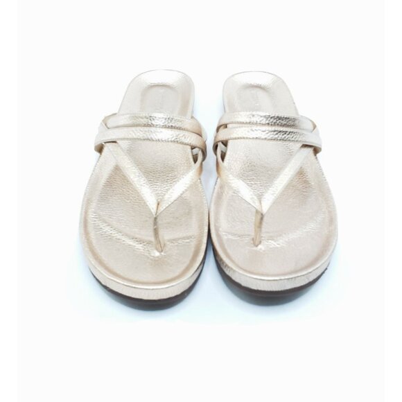 Chocolat Blu Yoyo Sandal Gold Metallic Leather Strappy Flip Flop EU 40 US 9-9.5 - Picture 3 of 9